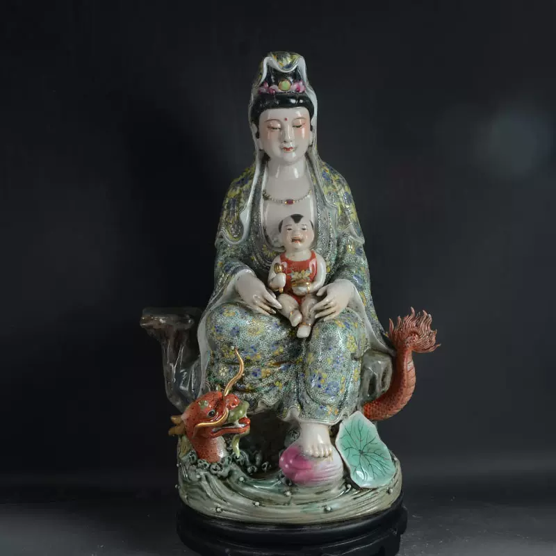 民國魏洪泰款手繪粉彩彌勒佛迷你羅漢景德鎮廠貨仿古瓷器收藏精品