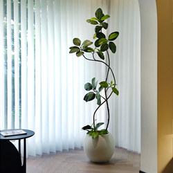 Haohong Jingpin Bengal Banyan Artificial Green Plant, High-End Light Luxury Indoor Living Room Artificial Flower, Large Floor-Standing Fake Potted Plant