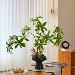 Artificial Bonsai Tree with Water Stone, Realistic Green Plant, High-End Decorative Piece for Entryway, Tea Table, Vintage Sofa Decoration