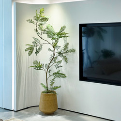 High-End Luxury Artificial Green Plant, Jacaranda Flower Decoration for Indoor Living Room, Large Floor-Standing Potted Plant