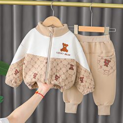 Baby Winter Outfit Stylish 2 Children's Clothing Autumn and Winter Fleece 3 Infant Winter Style Toddler Clothing One-Year-Old Boy Winter Outfit