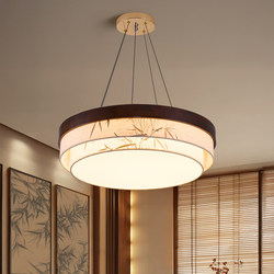 Song Dynasty Aesthetics, New Chinese-Style Living Room Chandelier, Bamboo Leaf Chinese-Style Dining Room Lamp, Retro Fabric Study Room Bedroom Tea Room Lamp