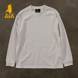 Make Money and Do Charity! Three-Thread 310 Pure Cotton Double Yarn! Upward Knight Non-Transparent American Style Couple's Long-Sleeved T-Shirt for Women and Men