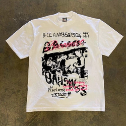 Make Money and Do Charity! 3A260G Pure Cotton Double Yarn! Upward Hero! Heavyweight Couple's Loose-Fitting Short-Sleeve T-Shirt for Women and Men