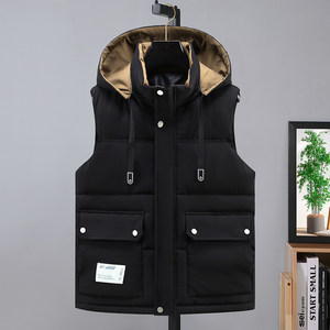 
New men's cotton vest thickened warm outer wear vest vest vest trendy hooded men's horse clip
