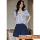 Ximeng 2025 new spring and summer French lace bow puff sleeve striped design niche shirt top for women