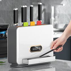 2026 New Model Kitchen Knife Holder, Cutting Board, Chopsticks, and Dish Drying and Sterilizing All-In-One Countertop Organizer