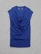Foreign trade American brand summer street women's blue sports and casual round neck elastic viscose short sleeve medium length T-shirt
