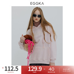 Eggka Hooded Sweatshirt 2023 Autumn And Winter Women's French Velvet Casual Western Style Letter Pattern Straight Pullover Top