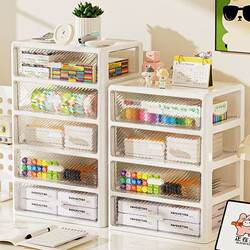 Desktop Storage Box Drawer-Type Office Pen Holder Box Stationery Cosmetics Storage Box Multi-Layer Organizing Storage Rack Cabinet
