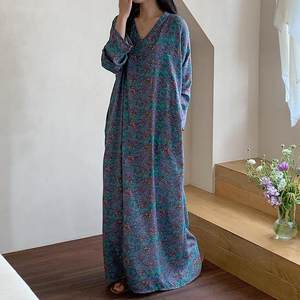 Women's spring and summer French holiday beach long skirt floor skirt pullover Chinese style new Chinese style cotton skirt thin
