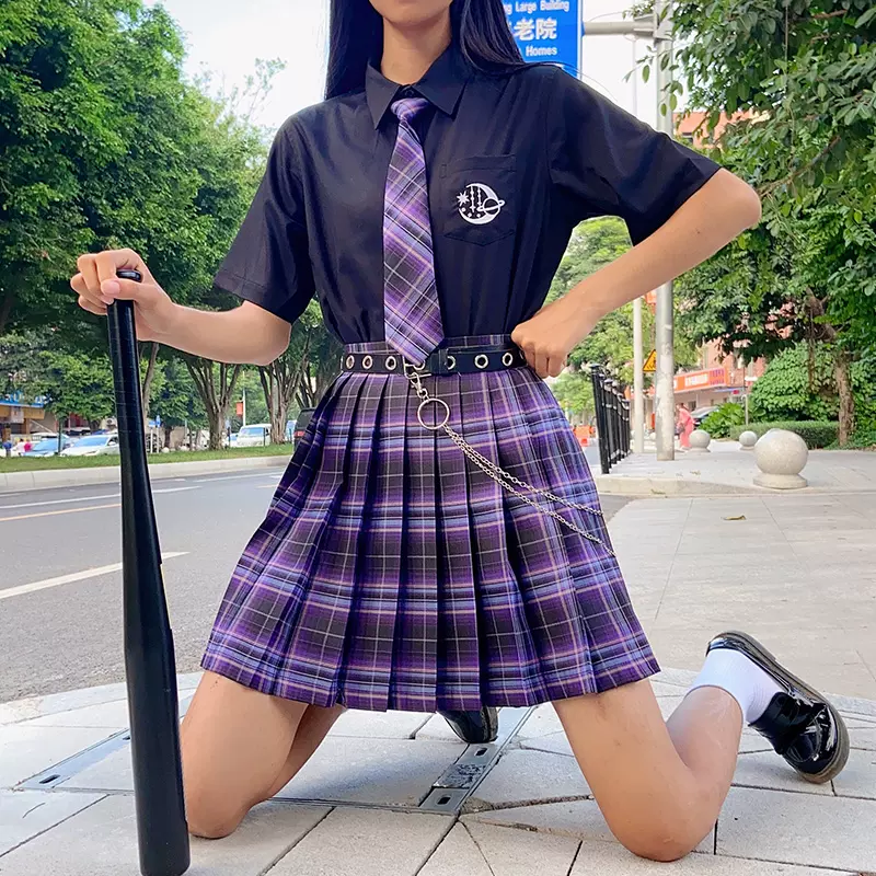 日系不良jk制服裙正版电竞少女暗黑系百褶jk格裙