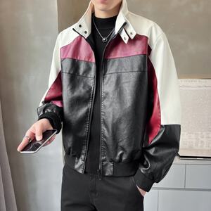 
2026 American motorcycle baseball uniform washed leather jacket men's autumn and winter stand collar loose bomber jacket