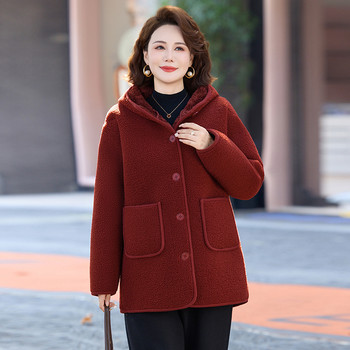 
Grandma's winter cotton padded coat for middle-aged and elderly people with velvet and thickening
