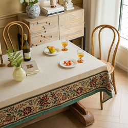 French pastoral milky white soursop flower jacquard tablecloth