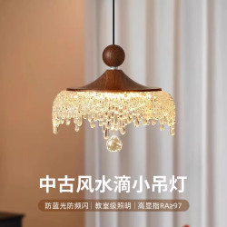 New High-End Creative Water Drop Design with Song-Style Aesthetics, Dining Table Bar Counter Adjustable Pendant Light, Bedroom Bedside Chandelier, Vintage-Style Restaurant Light