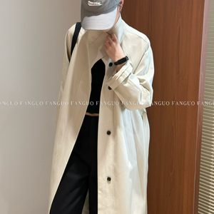 [Random relaxed high-end sense] Quality original list! Strong and straight collar temperament casual long windbreaker for women
