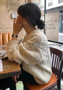 
ou*ce retro ins lazy style high-end twist wool sweater loose pullover sweater for women