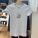 BM official website gray deer embroidered T-shirt for women in summer new hot girls slim and versatile round neck short-sleeved top