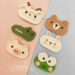 【Susie'S】 Finished Handmade Yarn Cartoon Animal Hair Clips, Bunny, Bear, Sheep Bb Side Clips, Children's Hair Accessories