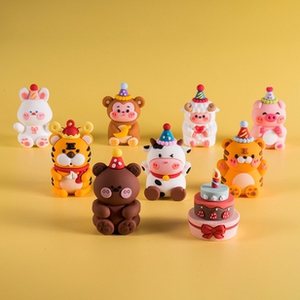 Retro soft glue small animal cake decorative ornament bear rabbit little tiger baby baby cartoon birthday baking plug -in