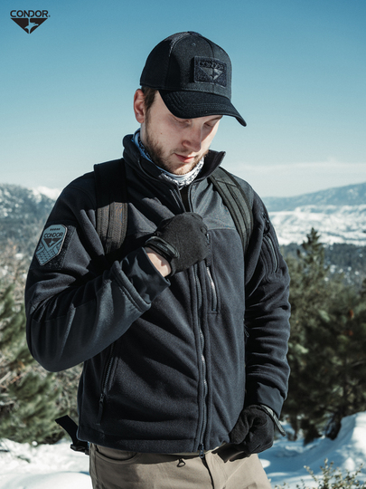 Condor Men's Fleece Jacket - Double Zipper, Warm & Breathable