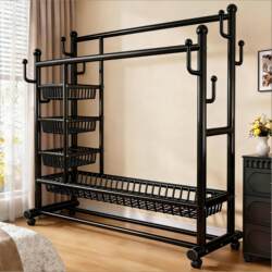 Floor-Standing Coat Rack for Home Use, Luxury Bedroom Indoor and Outdoor Clothes Rack, Thickened Simple Clothes Hanger Storage Rack