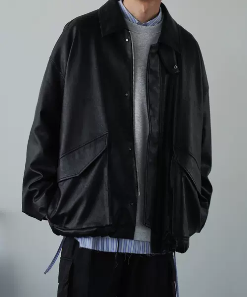 アウトレット最安値 WYM LIDNM FAUX LEATHER MILITARY BLOUSON