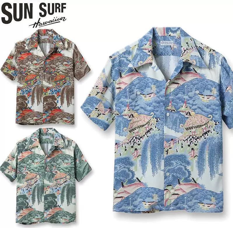 日本代购SUN SURF MATSURI SS38864 古着风复古夏威夷衬衫-Taobao