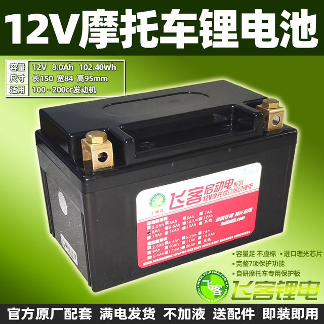 Motorcycle battery to Feike lithium battery 12V8Ah Yuasa Koyo YTZ10S/YTX7A-BS pedal universal