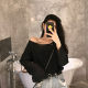 Spring long-sleeved one-length neck off-shoulder top perspective sun protection wrinkle chiffon shirt blouse air conditioning shirt short top for women