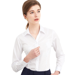Pure cotton DP free hot white shirt women's custom embroidery logo spring and autumn slim 100 professional anti -wrinkle long -sleeved shirt
