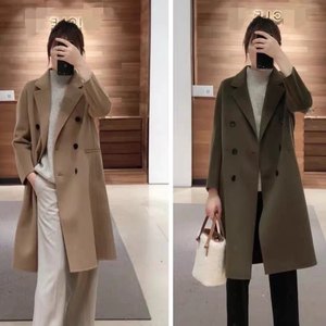 
Double-sided woolen coat, suit collar, double-breasted, double-pockets, autumn and winter temperament, versatile mid-length coat, coat 1.20