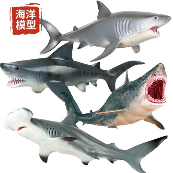 
Children's toys simulated marine life animal model prehistoric megalodon man-eating shark great white shark tiger shark ornaments