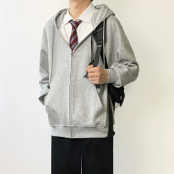 Uncle Kimura Dk Japanese-Style Gray Hooded Cardigan Sweatshirt for Men, Spring Suit Uniform Layering Spring and Autumn Jacket