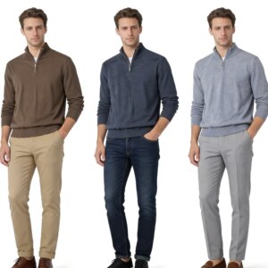 
E5337 foreign trade European and American single men's stand-up collar half-zip sweater new pullover solid color loose and versatile sweater