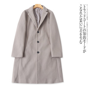 
N5012 foreign trade daily single men's temperament woolen coat new style lapel single breasted loose long woolen coat