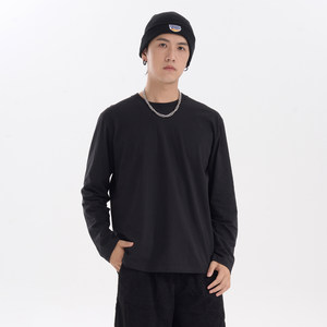 
Heavyweight long-sleeved T-shirt pure cotton 230g autumn solid color bottoming shirt 2025 new loose top for men and women