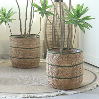 
Nordic style rattan flower basket flower pot green plant pot decoration large set of pots for home living room balcony floor-standing basin storage basket