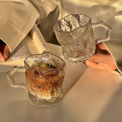 ins Wind Glass Cup with Handle, High-Quality Household Drinking Cup, Coffee Cup, Milk Juice Cup, Water Cup, Breakfast Cup