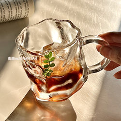 High-Quality Transparent Glass Cup with Handle, Household Breakfast Cup, Iced American Latte Coffee Cup, Milk Beer Cup