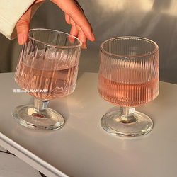 Vertical Striped Short Cup ins High-Quality Household Glass Cup for Drinks, Juice, Water, Liquor, and Ice Cream