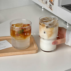 ins Wind-Stacked Glass Cup Coffee Cup Milk Cup Household Iced Americano Latte High-Value Transparent Cup