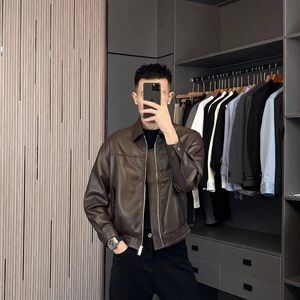 
Light mature 26 spring and autumn fashion short leather jacket men's motorcycle ins handsome jacket casual zipper leather jacket