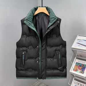 
Autumn and winter 2025 student cotton vest new style boys casual warm trendy stand-up collar vest sleeveless waistcoat thick coat