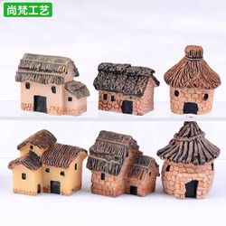 New Moss Micro-Landscape Creative Thatched House Resin Small House Garden Crafts Zakka Style Ornaments