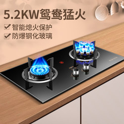 Gas Stove with Dual Burners for Home Use, Suitable for Natural Gas, Built-In High-Power Stove, Liquefied Gas Stove with Timer