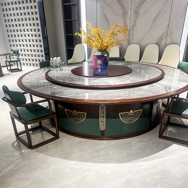 Hotel electric dining table large round table new Chinese round table ...