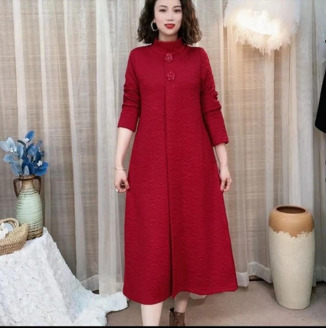 Women's Pencil Silhouette Midi Dress with Half High Collar and Belted Waist