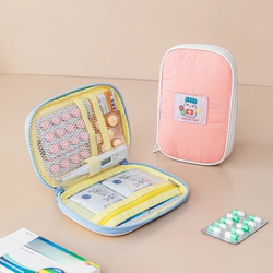 Cartoon Mini Medicine Kit Portable Outdoor Medicine Travel Pill Box Blue Medicine Case Travel Business Trip